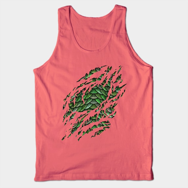 Green Dragon Scales Ripped Tank Top by Viergacht